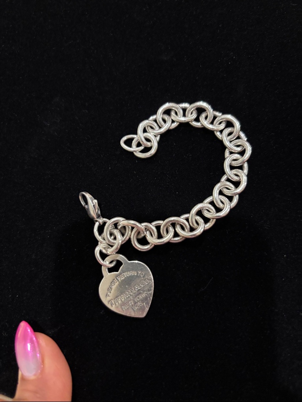 Tiffany & Co. Silver Heart Tag Charm Bracelet